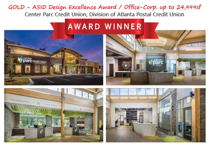 Apcu & Center Parc Credit Union Center Parc Credit Union Project Wins Design Excellence Award GOLD